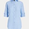 Chemises en lin bleues Ralph Lauren pour femmes Chemises en lin bleues Ralph Lauren pour femmes