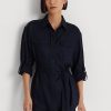 Chemises en lin ceinturées bleu marine Ralph Lauren pour femme Chemises en lin ceinturées bleu marine Ralph Lauren pour femme