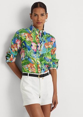 Chemises en lin à fleurs multicolores Ralph Lauren pour femmes