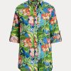 Chemises en lin à fleurs multicolores Ralph Lauren pour femmes Chemises en lin à fleurs multicolores Ralph Lauren pour femmes