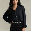 Chemises en lin noires Ralph Lauren coupe décontractée pour femmes