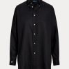 Chemises en lin noires Ralph Lauren coupe décontractée pour femmes