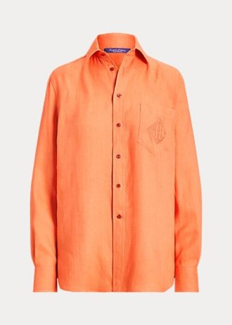 Chemises en lin orange Ralph Lauren Adrien pour femmes