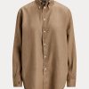 Chemises en lin Ralph Lauren marron coupe décontractée pour femme