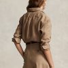 Chemises en lin Ralph Lauren marron coupe décontractée pour femme