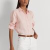 Chemises en lin roses Ralph Lauren pour femmes Chemises en lin roses Ralph Lauren pour femmes