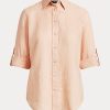 Chemises en lin roses Ralph Lauren pour femmes Chemises en lin roses Ralph Lauren pour femmes