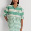 Chemises en lin surdimensionnées à rayures vertes Ralph Lauren pour femmes Chemises en lin surdimensionnées à rayures vertes Ralph Lauren pour femmes