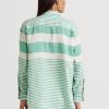 Chemises en lin surdimensionnées à rayures vertes Ralph Lauren pour femmes Chemises en lin surdimensionnées à rayures vertes Ralph Lauren pour femmes