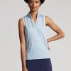 Chemises en piqué sans manches Ralph Lauren bleues pour femmes, coupe ajustée Chemises en piqué sans manches Ralph Lauren bleues pour femmes, coupe ajustée