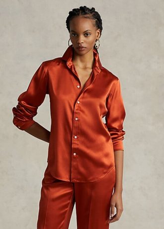 Chemises en soie mûre orange Ralph Lauren pour femmes