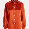 Chemises en soie mûre orange Ralph Lauren pour femmes Chemises en soie mûre orange Ralph Lauren pour femmes