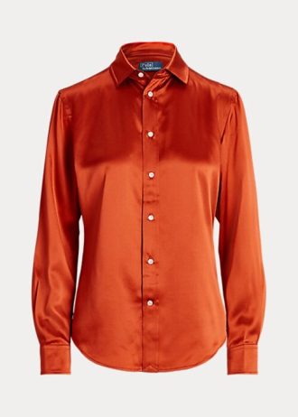 Chemises en soie mûre orange Ralph Lauren pour femmes