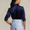 Chemises en soie mûre Ralph Lauren bleu marine pour femme Chemises en soie mûre Ralph Lauren bleu marine pour femme
