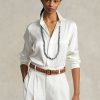 Chemises en soie mûre Ralph Lauren crème pour femme Chemises en soie mûre Ralph Lauren crème pour femme