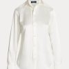 Chemises en soie mûre Ralph Lauren crème pour femme Chemises en soie mûre Ralph Lauren crème pour femme