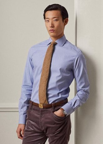 Chemises habillées bleues à carreaux vichy Ralph Lauren pour hommes