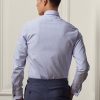 Chemises habillées bleues en popeline à rayures Bengal pour homme Ralph Lauren, poignets français Chemises habillées bleues en popeline à rayures Bengal pour homme Ralph Lauren, poignets français