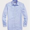 Chemises habillées en popeline rayée bleue Ralph Lauren pour hommes Chemises habillées en popeline rayée bleue Ralph Lauren pour hommes