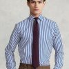 Chemises habillées en popeline rayée bleue Ralph Lauren Regent pour homme, coupe sur mesure Chemises habillées en popeline rayée bleue Ralph Lauren Regent pour homme, coupe sur mesure