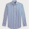 Chemises habillées en popeline rayée bleue Ralph Lauren Regent pour homme, coupe sur mesure Chemises habillées en popeline rayée bleue Ralph Lauren Regent pour homme, coupe sur mesure