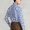 Chemises habillées en popeline rayée bleue Ralph Lauren Regent pour homme, coupe sur mesure Chemises habillées en popeline rayée bleue Ralph Lauren Regent pour homme, coupe sur mesure