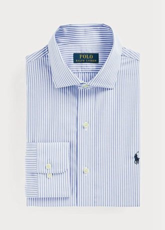 Chemises habillées en popeline rayée bleues pour hommes Ralph Lauren Slim Fit