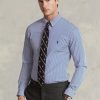 Chemises habillées Ralph Lauren bleues en popeline extensible à rayures coupe slim pour homme