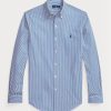 Chemises habillées Ralph Lauren bleues en popeline extensible à rayures coupe slim pour homme