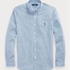 Chemises habillées Ralph Lauren bleues en popeline extensible à rayures coupe slim pour homme Chemises habillées Ralph Lauren bleues en popeline extensible à rayures coupe slim pour homme