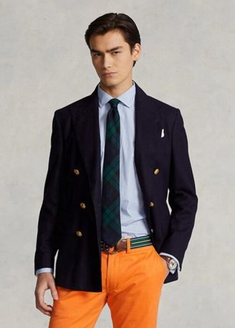 Chemises habillées à rayures bleues Ralph Lauren pour homme, coupe sur mesure