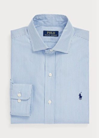 Chemises habillées à rayures bleues Ralph Lauren pour homme, coupe sur mesure