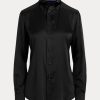 Chemises noires en soie de mûrier extensible Cameron Ralph Lauren pour femmes