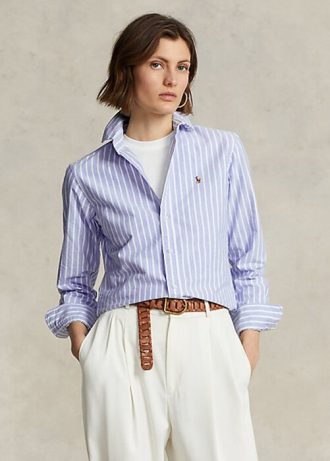 Chemises Oxford bleues Ralph Lauren coupe classique pour femme