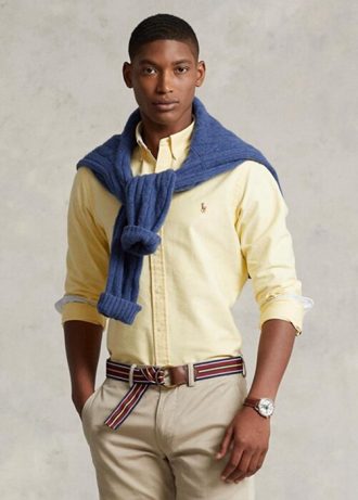 Chemises Oxford Slim Fit Ralph Lauren jaunes pour hommes