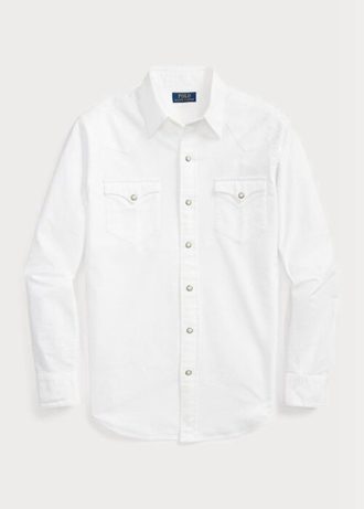 Chemises Oxford Western blanches Ralph Lauren pour hommes, coupe classique