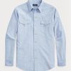 Chemises Oxford Western bleues Ralph Lauren pour hommes, coupe classique Chemises Oxford Western bleues Ralph Lauren pour hommes, coupe classique