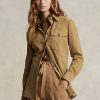Chemises Ralph Lauren kaki en daim et agneau pour femme Chemises Ralph Lauren kaki en daim et agneau pour femme