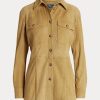 Chemises Ralph Lauren kaki en daim et agneau pour femme Chemises Ralph Lauren kaki en daim et agneau pour femme