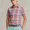 Chemises roses Ralph Lauren coupe classique Madras Popover pour homme Chemises roses Ralph Lauren coupe classique Madras Popover pour homme