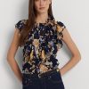 Chemises sans manches multicolores en georgette florale Ralph Lauren pour femmes Chemises sans manches multicolores en georgette florale Ralph Lauren pour femmes