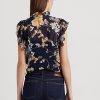 Chemises sans manches multicolores en georgette florale Ralph Lauren pour femmes Chemises sans manches multicolores en georgette florale Ralph Lauren pour femmes