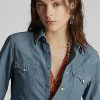 Chemises western bleues en chambray indigo Ralph Lauren pour femmes Chemises western bleues en chambray indigo Ralph Lauren pour femmes
