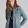 Chemises western en denim indigo bleu Ralph Lauren pour femmes Chemises western en denim indigo bleu Ralph Lauren pour femmes