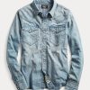 Chemises western en denim indigo bleu Ralph Lauren pour femmes Chemises western en denim indigo bleu Ralph Lauren pour femmes