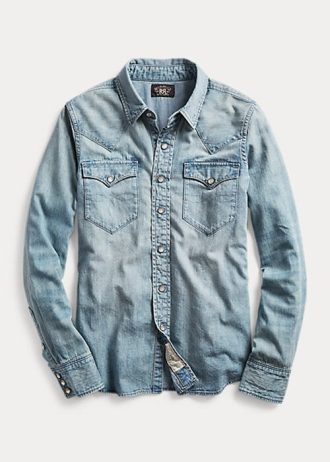 Chemises western en denim indigo bleu Ralph Lauren pour femmes