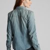 Chemises western en denim indigo bleu Ralph Lauren pour femmes Chemises western en denim indigo bleu Ralph Lauren pour femmes