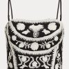 Chemisier court sans manches brodé Ralph Lauren noir/blanc pour femme Chemisier court sans manches brodé Ralph Lauren noir/blanc pour femme