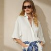 Chemisier en lin blanc Ralph Lauren Soloman pour femme Chemisier en lin blanc Ralph Lauren Soloman pour femme