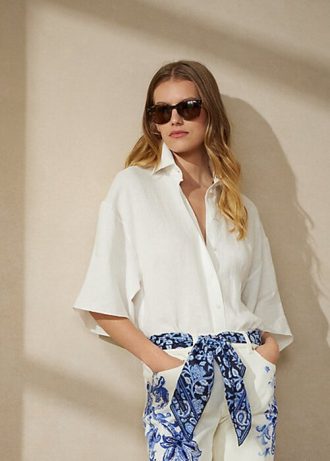 Chemisier en lin blanc Ralph Lauren Soloman pour femme